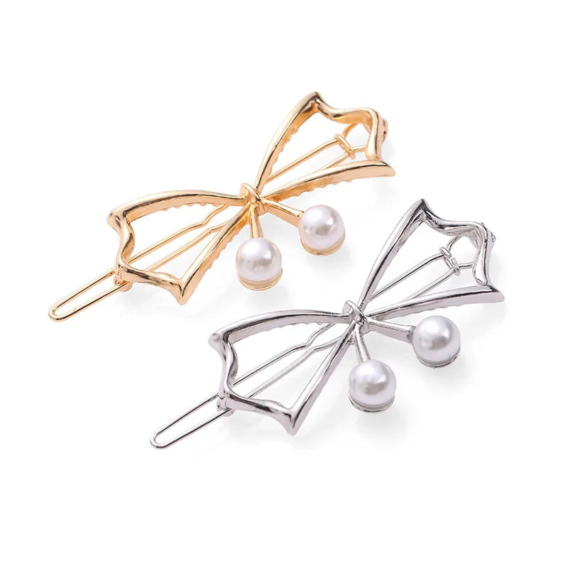 

1Pc Hollow Metal Hair Clip Pearl Hairpin Butterfly Barrette Bow-knot Pin Women Fashion Hair Pin Hair Accessories Headress