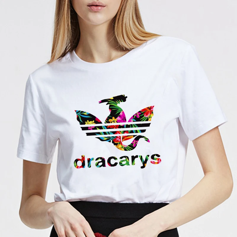 

Showtly Dracarys Dragon Flowers 2019 Game of Thrones Female T-shirt Harajuku Summer Top Shirts Women T Shirt Short Sleeve Bluzki