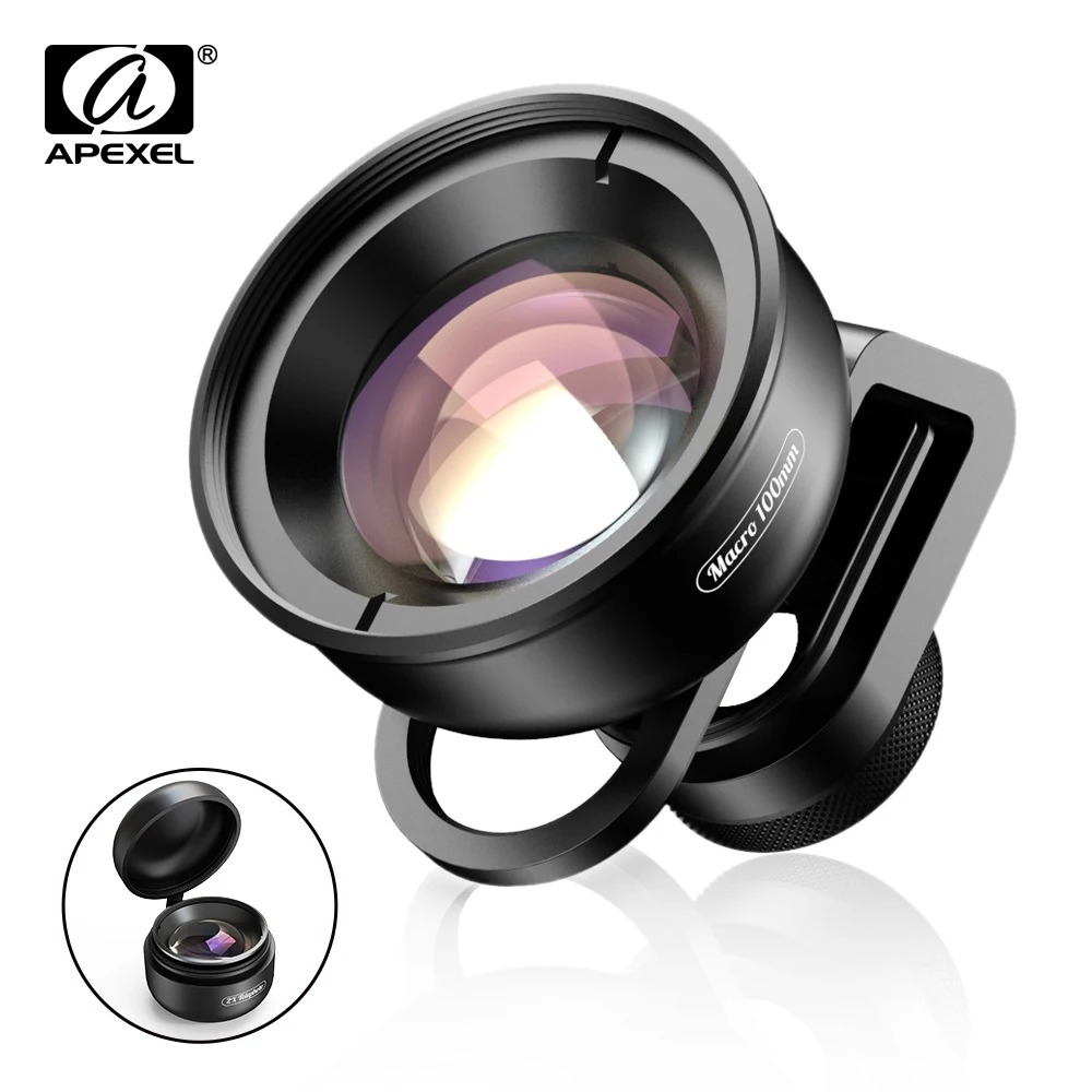 

APEXEL 100mm Super Macro Phone Camera Lens HD Optic 10x Macro Lens Mobile Camcorder For iPhone X XS XR Samsung All Smartphone
