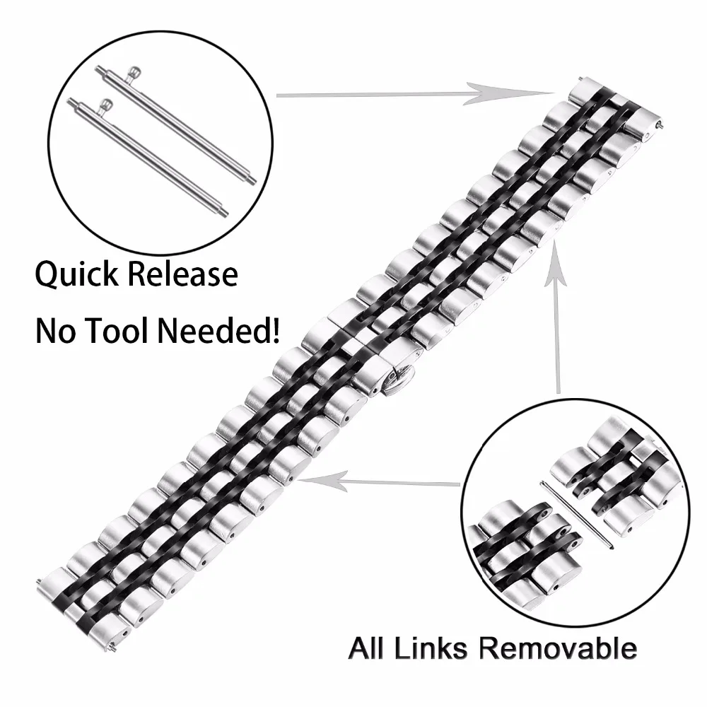 IWonow ремешок для часов из нержавеющей стали+ устройство для удаления звеньев для samsung Galaxy Watch 46 мм SM-R800 быстросъемный ремешок с застежкой-бабочкой