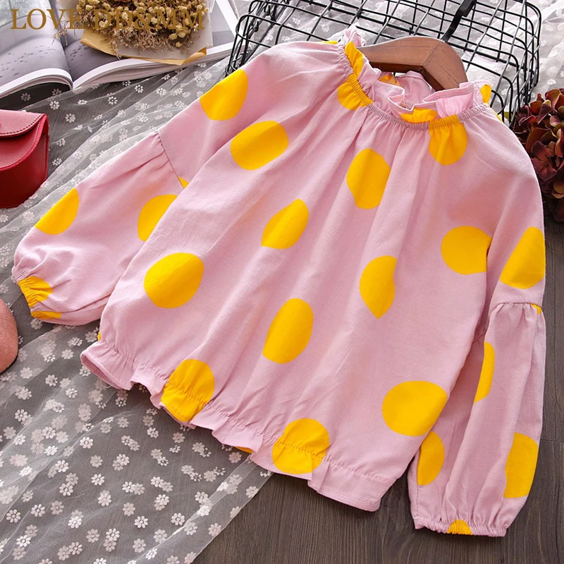 

LOVE DD&MM Girl Shirts 2019 New Children's Wear Girls Casual Cute Wooden Ear Polka Dot Long Sleeved Waist Bottoming Shirts