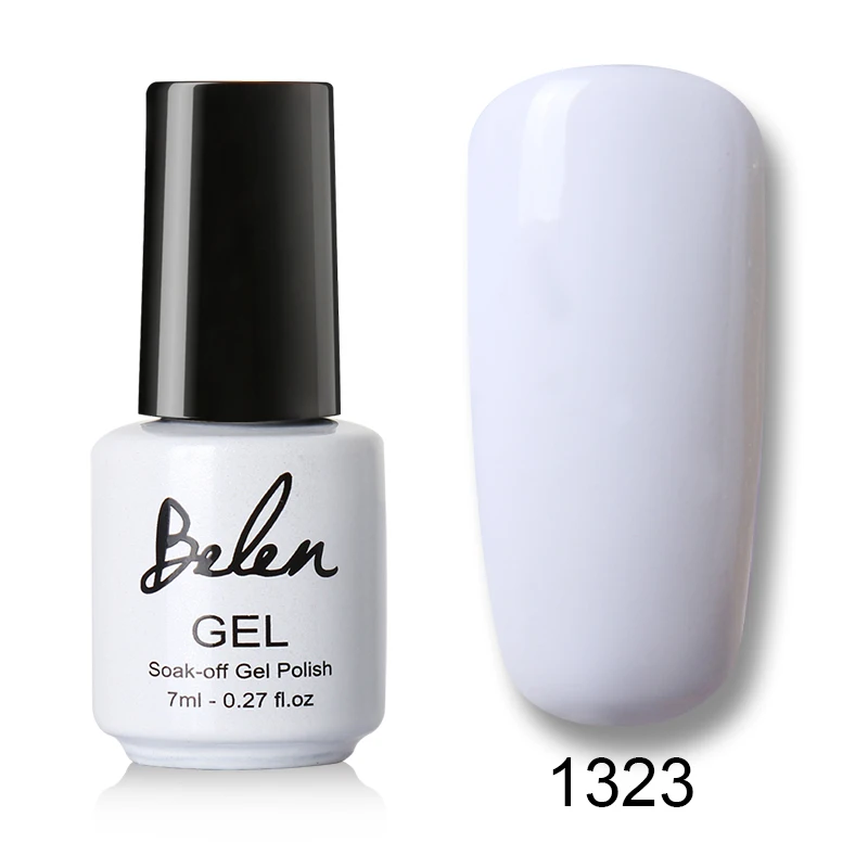 Belen, 7 мл, светильник, цветной, макарон, Гель-лак для ногтей, долговечный, гибридный Полупостоянный лак, УФ светодиодный, лампа, лаки для ногтей - Цвет: 1323 white