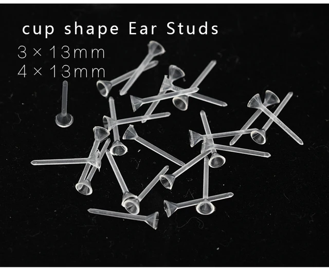 100/200Set Hypoallergenic Plastic Stud Earring Invisible Silicone