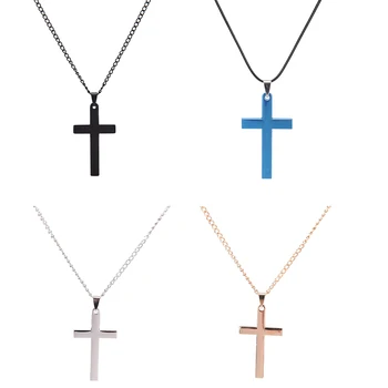 

1 Pc Newest Men Cross Pendant Necklace Stainless Steel Link Chain Necklace Statement Jewelry Necklace Nice Gift