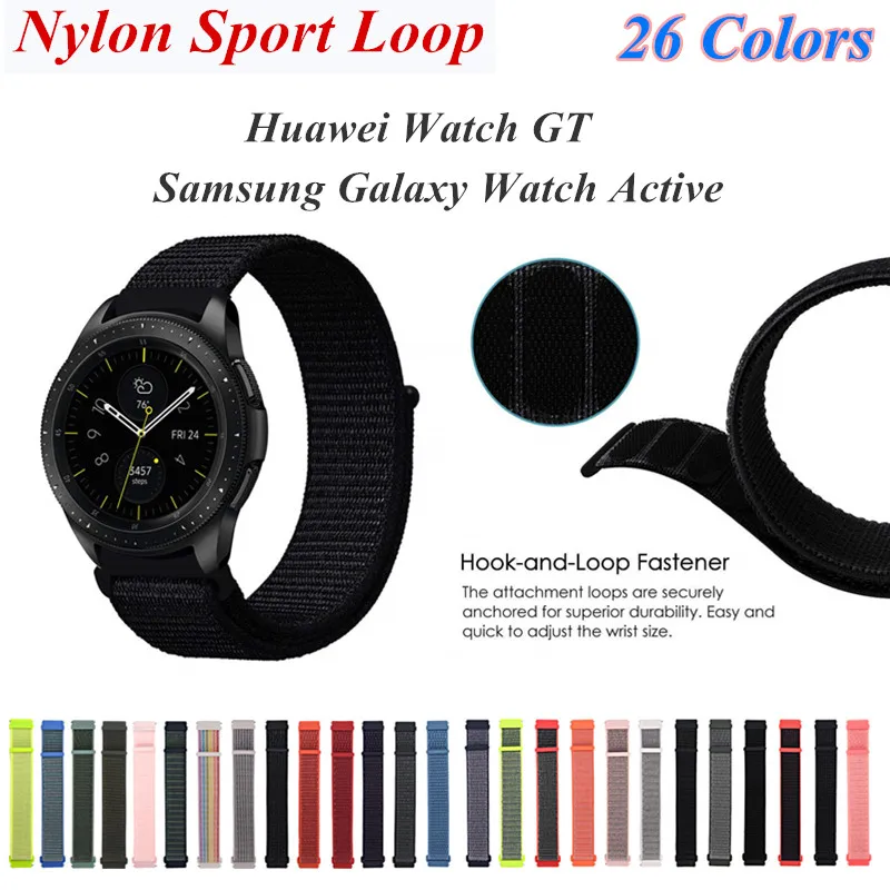 

22mm 20mm Woven Nylon Loop Sport Band for Huawei Watch GT Samsung Galaxy Watch 46MM 42MM Active Bracelet for Amazfit BIP Watch