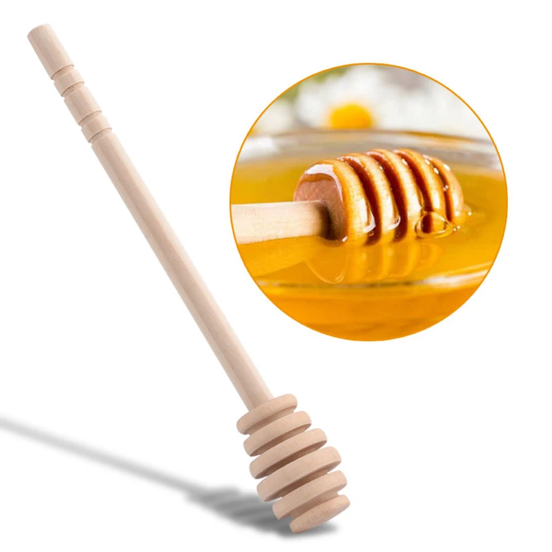 6Pcs Wooden Honey Dipper Stick Wood Honey Spoon Jam Honey Drizzler Server Mixing Stirring Teaspoon Tea Party Supply Kitchen Gadgets (7)