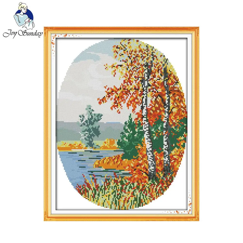 

Joy sunday Country scenes (autumn) cross stitch kit 11ct 14ct cotton thread cross-stitch DIY needlework