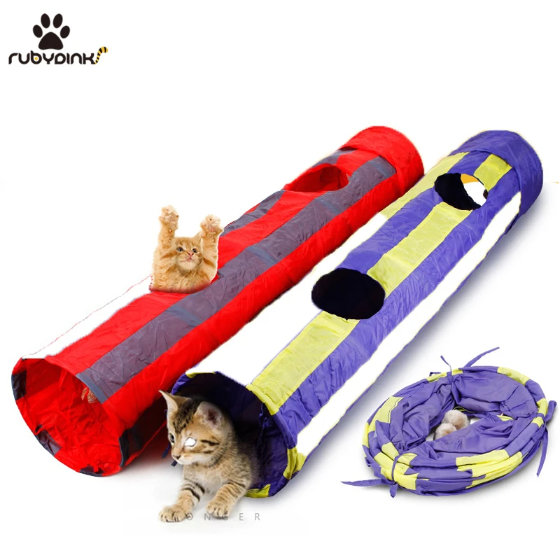 

2 Holes House Foldable Pet Tunnel Cat Play Tent Nest Toys Kitten Cat Funny Toy Bulk Cat Toy Rabbit Play Tunnel With Ball For Cat