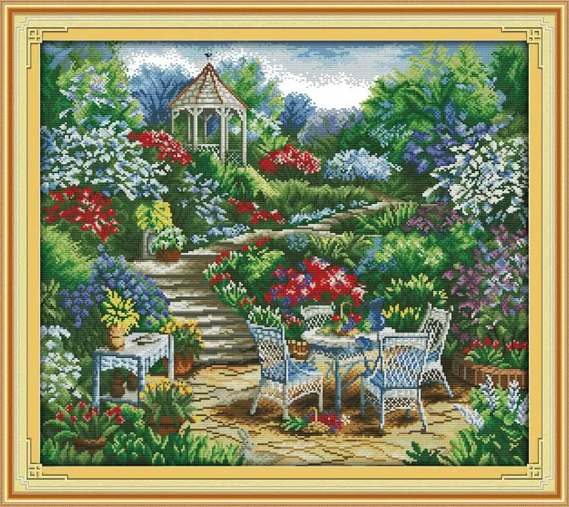 

The garden comer 2 Patchwork DIY Needlework DMC Counted Cross Stitch Kits Kit for Embroidery Knitting Needles Crafts and Hobby