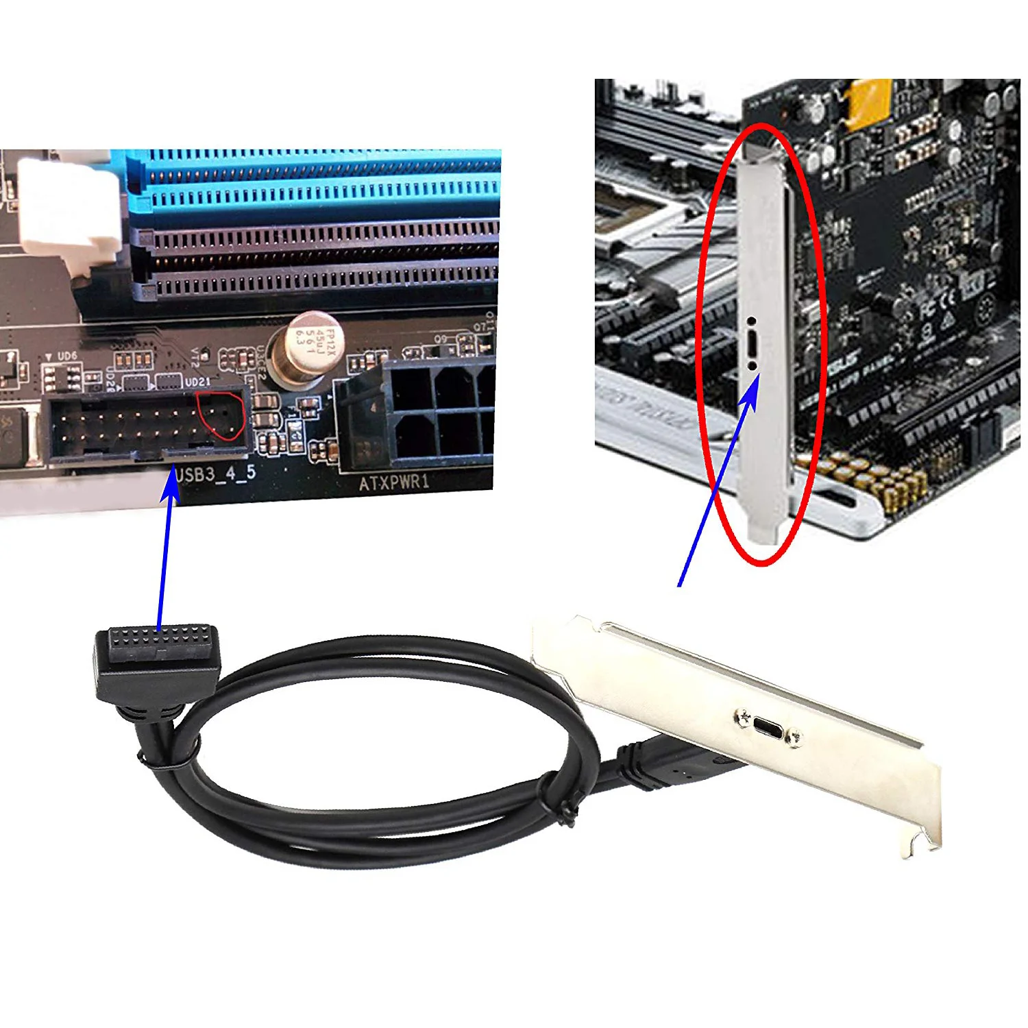 USB 3,0 20 Pin к USB C Передняя панель соединительный кабель, USB 3,0 20 Pin Female к usb type C Female Панель Крепление Удлинительный кабель