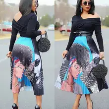 Новинка года; женская винтажная юбка с принтом из мультфильма; пикантная плиссированная юбка до середины икры с высокой талией