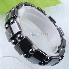 Новые модные черные гематитовые бусины стрейч браслет 7 1/" ювелирные изделия Шарм IH038