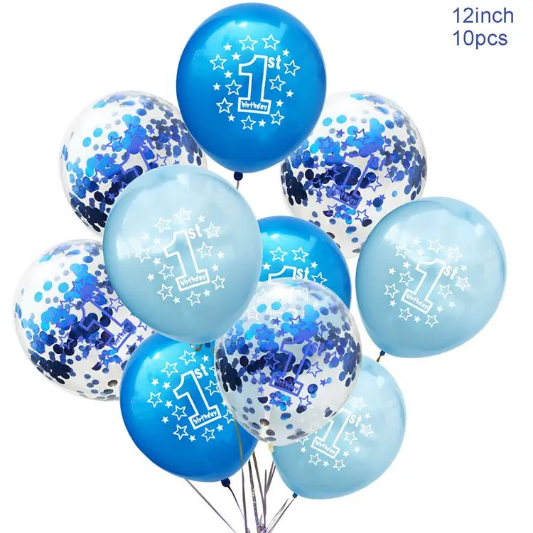 LAPHIL детский душ 10 шт. латексный воздушный шар "Конфетти" мальчик девочка 1-й День рождения воздушные шары мой первый день рождения украшения дети я один - Цвет: Style 1
