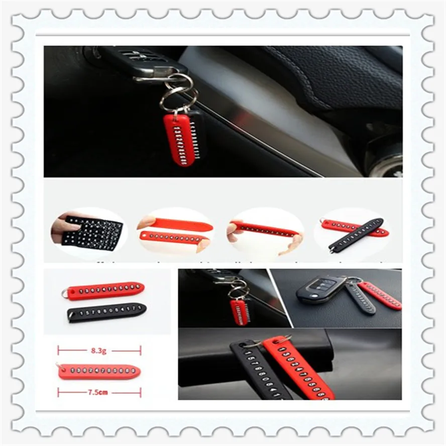 

Anti-lost Phone Number Plate Keychain Pendant Auto for Ford C-MAX Flex B-MAX Atlas Five FG F-350 F-250 E-Series