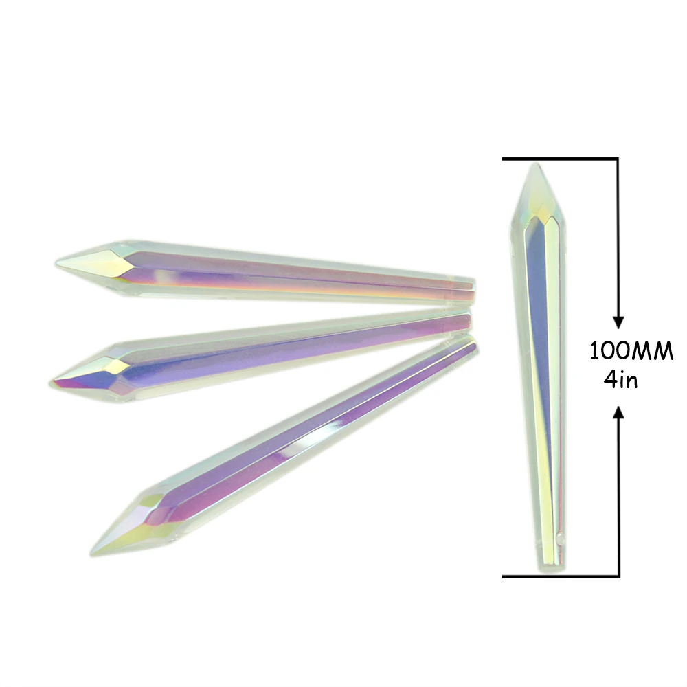 

10pcs/lot 100mm Crystal Prisms muti-faceted icicle drops Hanging Pendants for Chandelier Parts beads curtain accessories