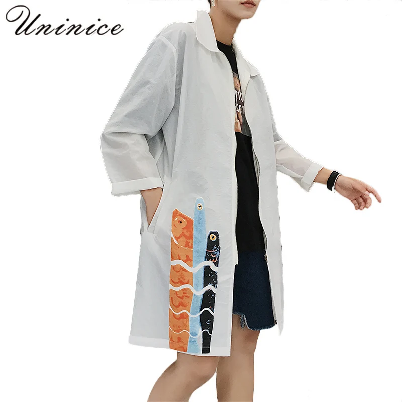 In the Summer of 2018 New Male Long Sun-protective Shirts Youth Fashion Hip Pop Style Printed oversize Men air permeable | Мужская