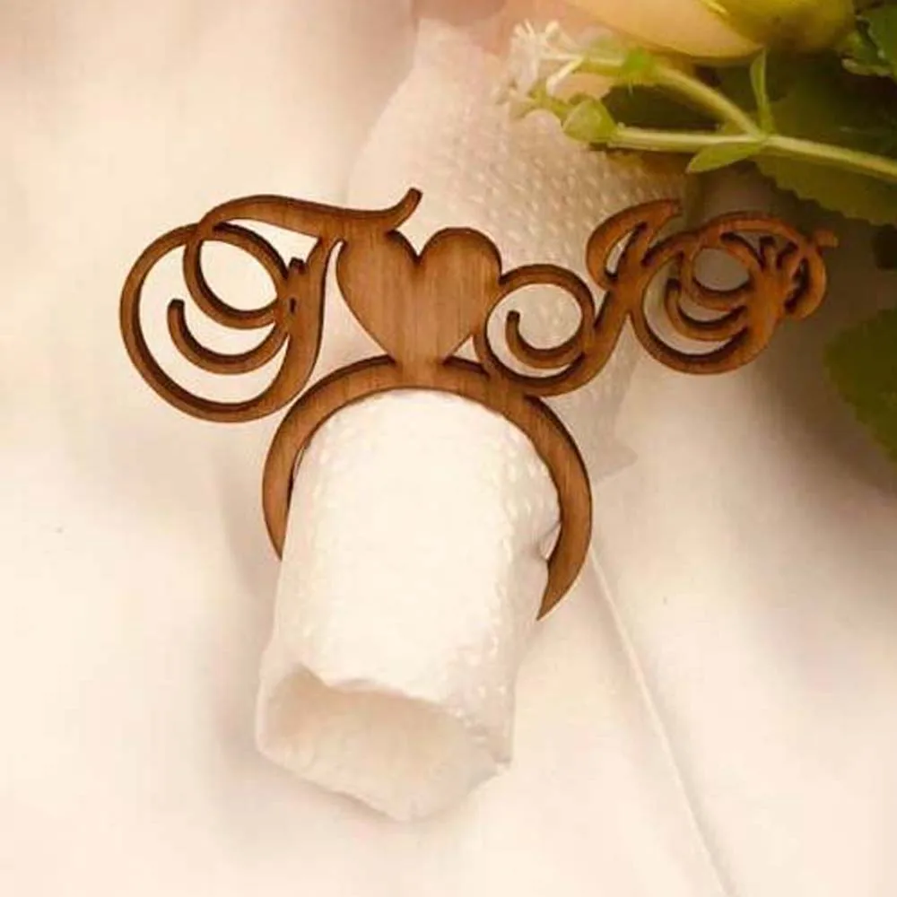 Personalized Groom & Bride table decors Custom Wedding napkin rings Acrylic Cut Napkin Ring with Heart Initials Wedding Party 4