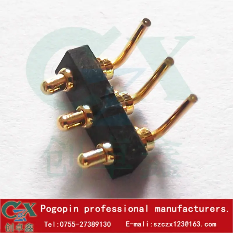 

1.5*13.5mm pogo pin bending right angle spring pin 3 pin connector probe current charge connector