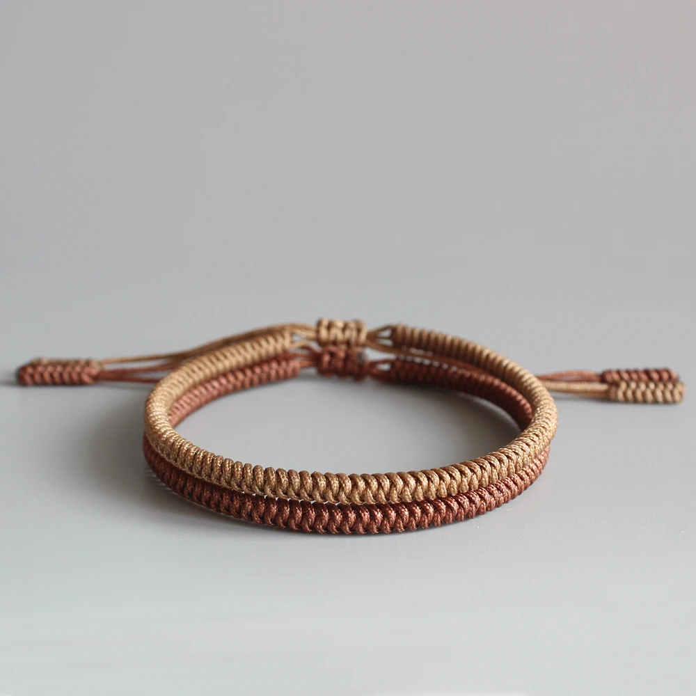 Тибетский буддистский браслет ручной работы с узелками, плетеный браслет ручной работы с регулируемым размером буддизма, приносящий удачу