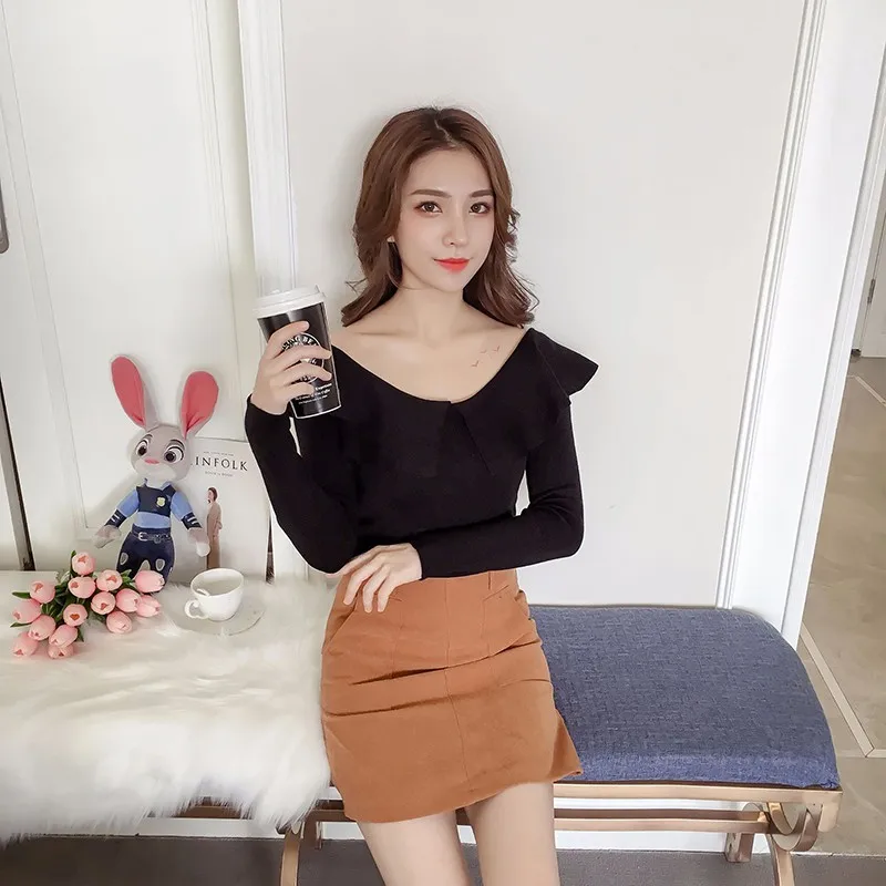 Female Bottoming Shirt V Neck Knit Sweaters 2018 Undershirts Womans