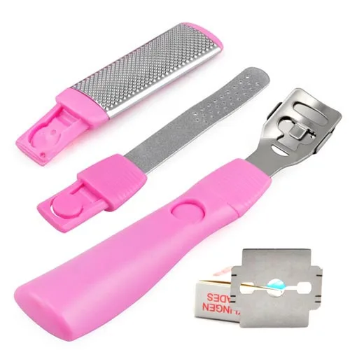 

DSHA New Hot Pink Callus Corn Hard Skin Remover Shaver Foot Pedicure Kit Feet & Blades New