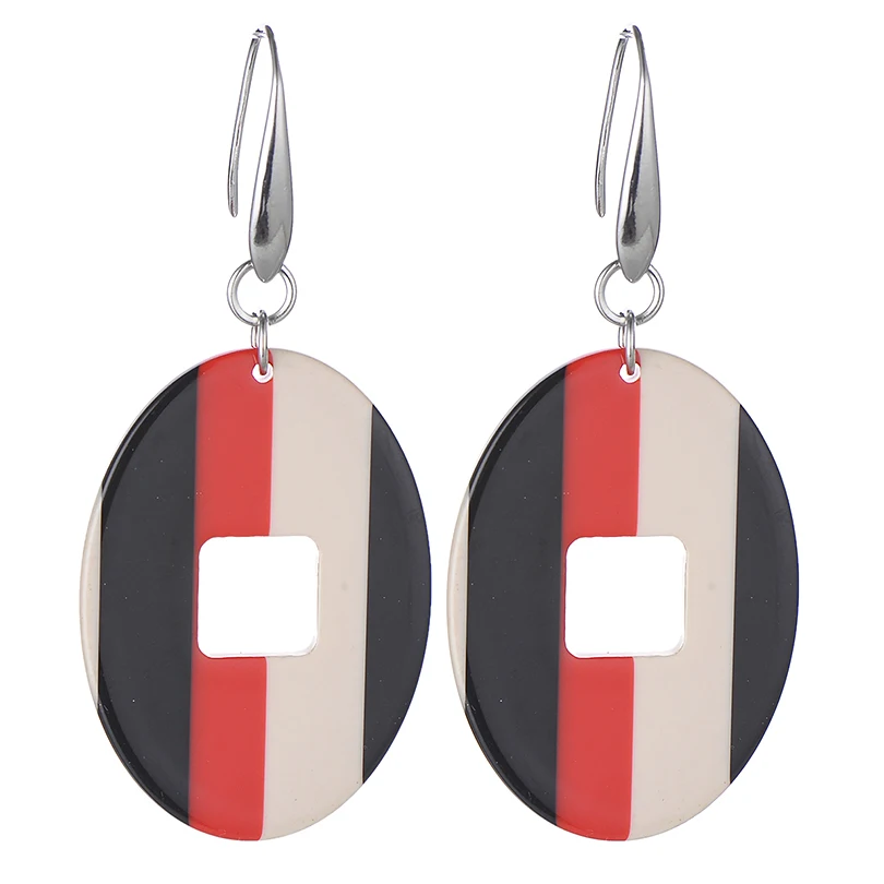 

Trendy White Black Acrylic Geometric Drop Dangle Earrings For Women Big Oval Shape Round Earring Party Accessories Bijoux