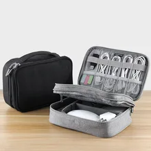 Multifunction Double Layer Electronics Accessories Storage Bag Digital Gadget Organizer Box for HDD USB Data Cable Adapter