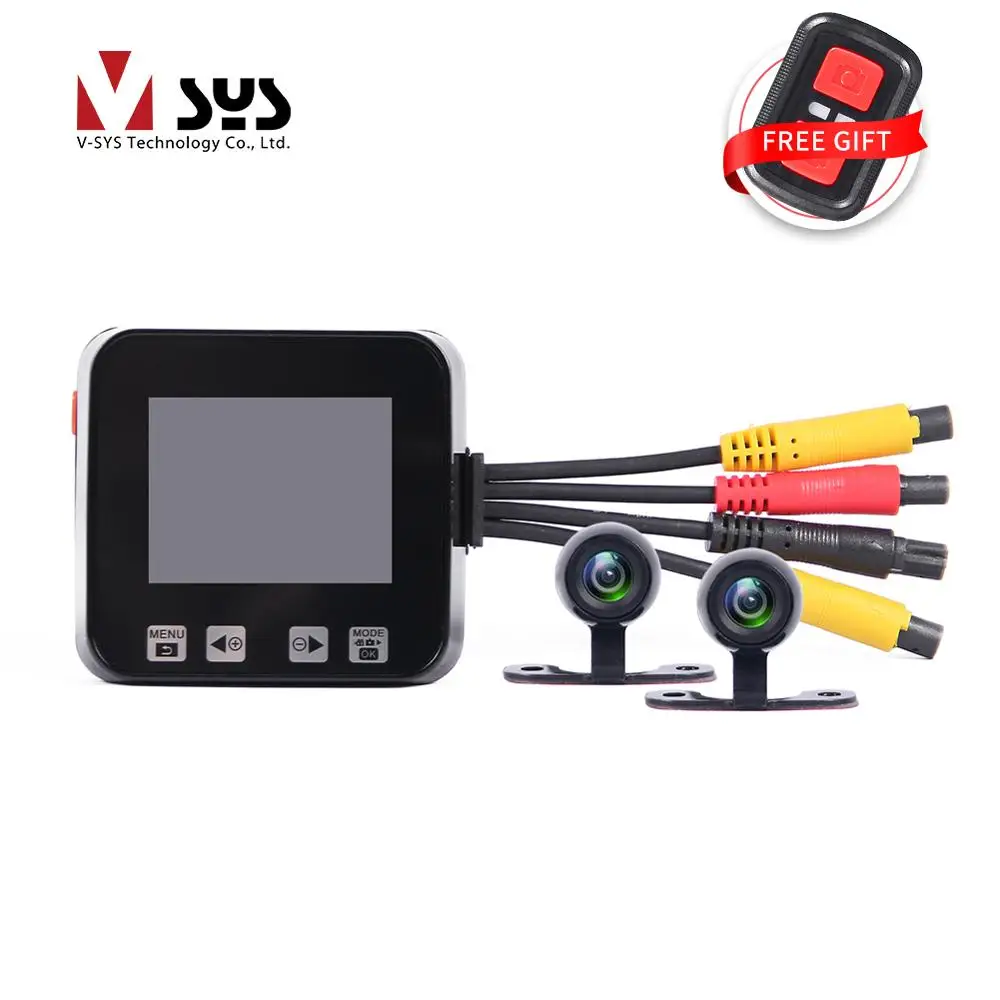 Vsys cheapest motorcycle camera C6 dual lens video recorder for driver dash cam esay install in