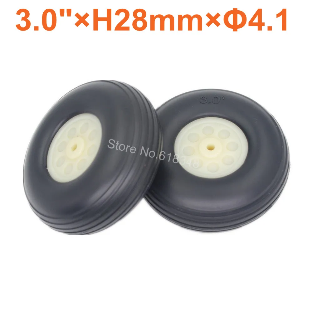 2pcs 3 0 76mm RC Airplane Parts Tail Wheels Rubber Plastic Hub Thickness 28mm Axle hole