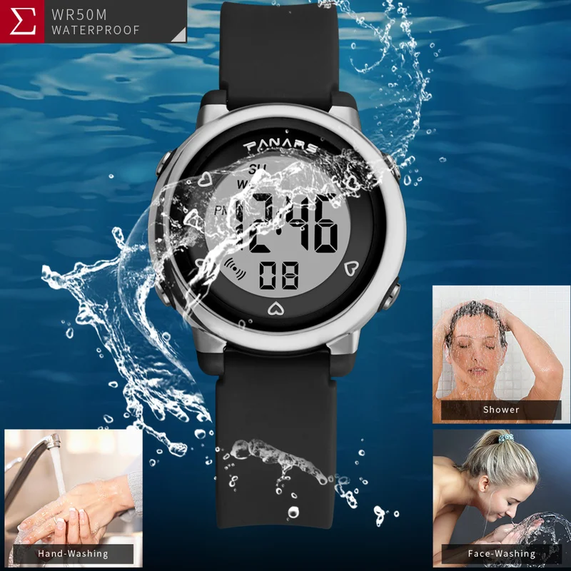PANARS Children Boys Girls Student Wrist Watch Waterproof  LED Digital Kids Watches Fashion Sport Gift Watch Alarm Male Clock