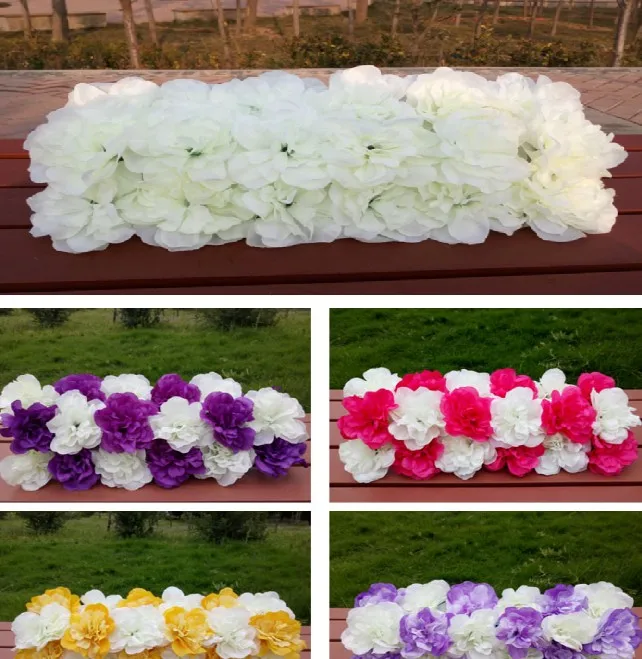 

fake flowers row Arch flower wedding decoration Stage party backdrop flower Road Lead long table centerpiece flower decoration