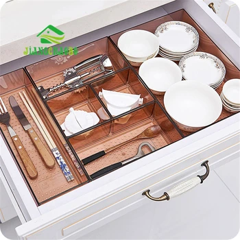

JiangChaoBo Kitchen Drawer Storage Compartment Box Plastic Layered Partition Desktop Finishing Box Tableware Storage Box
