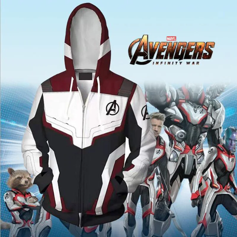 S-5XL Avengers Endgame Quantum Realm Sweatshirt Jacket Advanced Tech Hoodie Cosplay Costumes 2019 fot Women Men Cosplay Coat