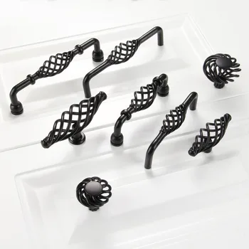 1Pc Antique Spiral Birdcage Black Furniture Handles Cabinet Knobs and Handle Kitchen Door Knobs Dresser Cupboard Wardrobe Pull