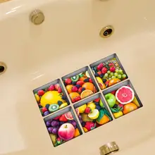 6 шт. 13x13 см фруктовый узор 3D противоскользящие водонепроницаемые наклейки для ванной may24