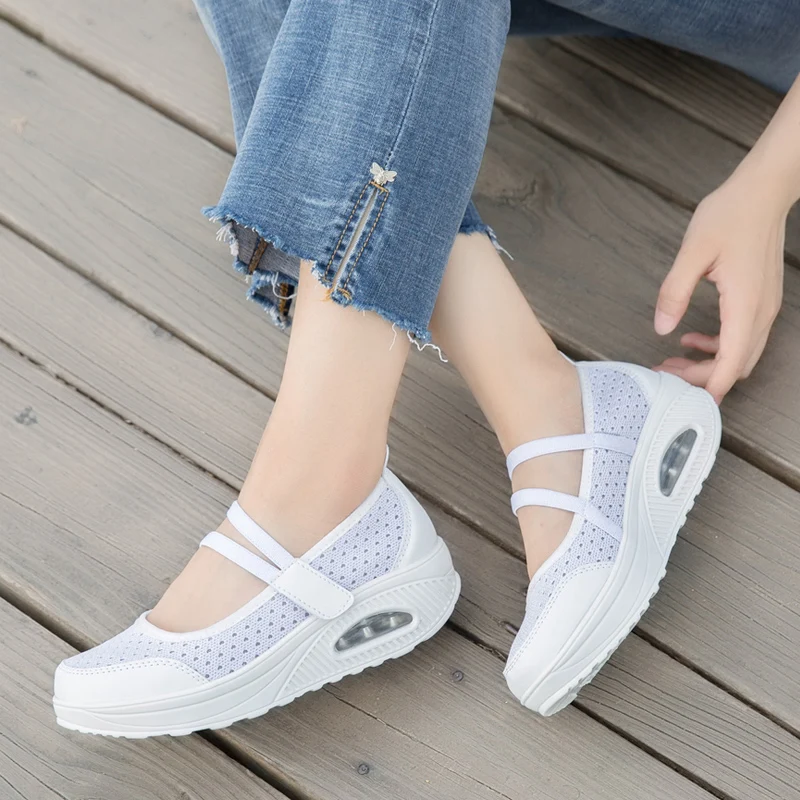 2018 New Summer Women Light Casual Shoe Mesh Breathable Female Pumps