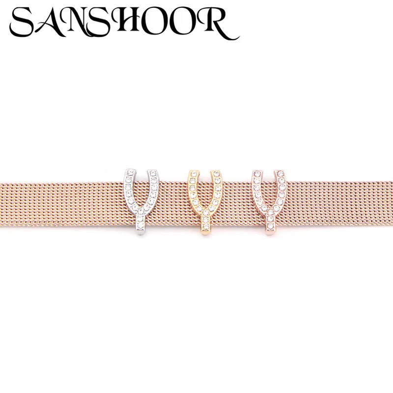 SANSHOOR ювелирные изделия сверкающий кристалл Wishbone горка амулеты Fit 10 мм