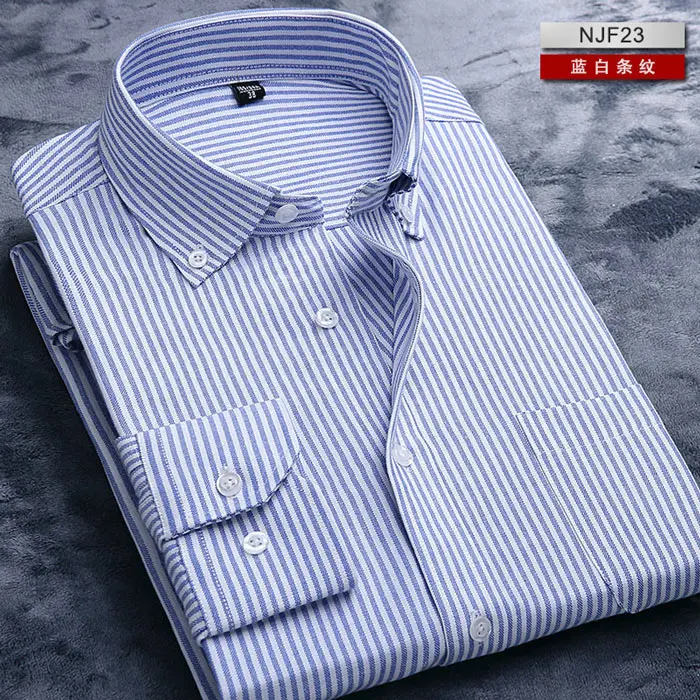 Для мужчин s фиолетовый Striped Oxford Dress рубашки 2019 Весна Новые Slim Fit длинный рукав; пуговицы рубашка Для мужчин Busienss Мужская рубашка в стиле