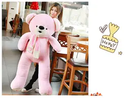 Большой Новая игрушка-плюшевый мишка розовый шарф любовь медведь кукла подарок около 160 см