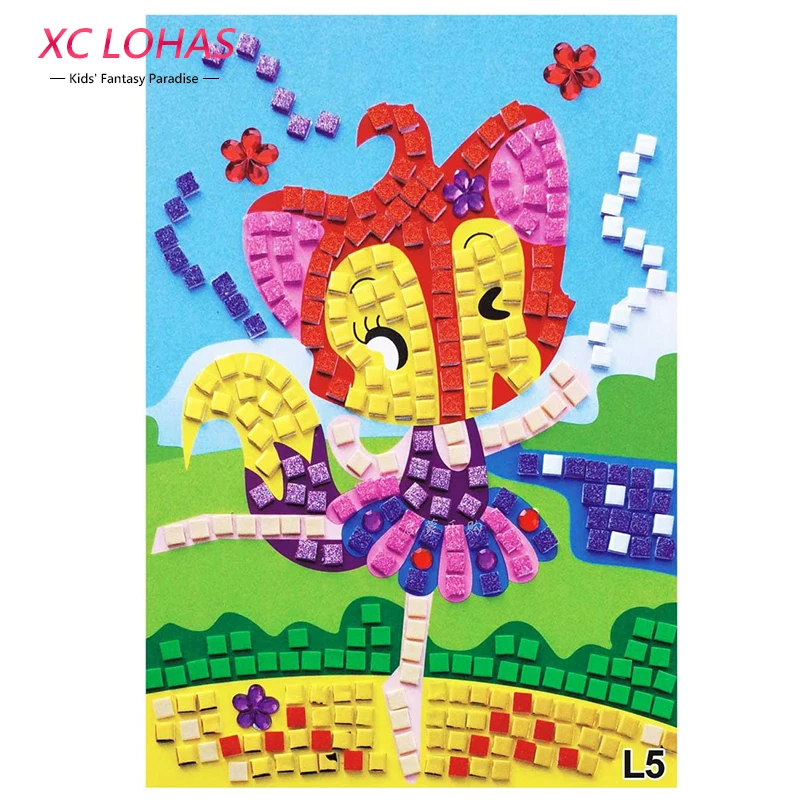 

Handmade 3D Children Puzzle DIY Foam Mosaic Stickers Art EVA Cartoon Crystal 3D Sticker Creative Educational Toys For Kids