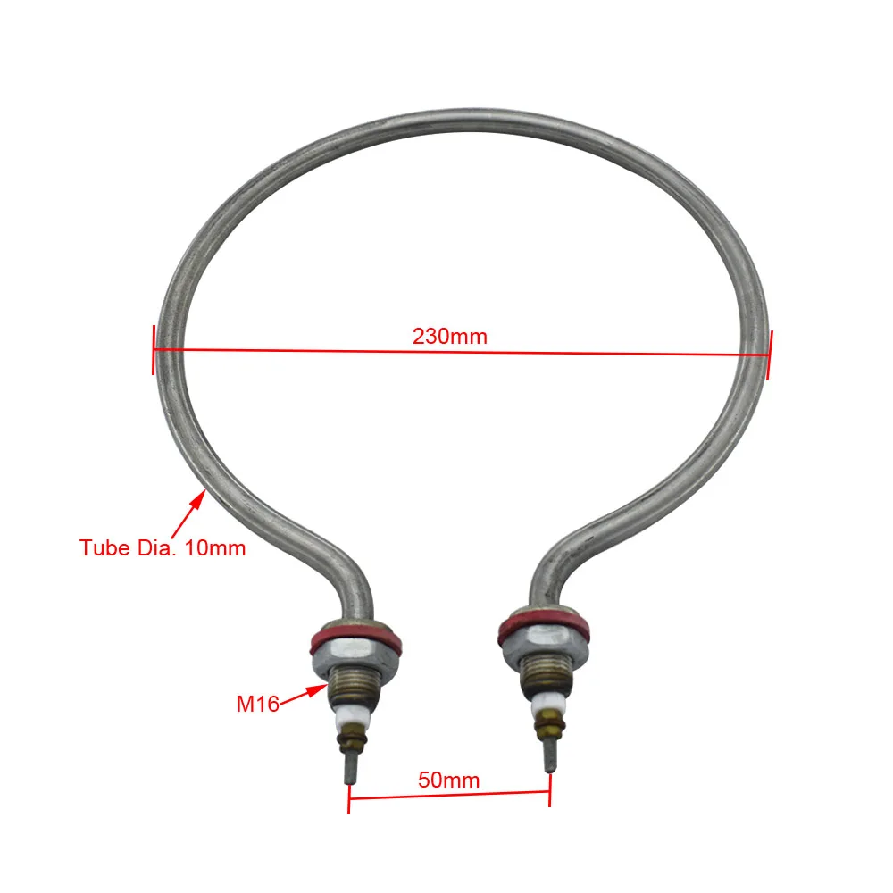 220 В 2 кВт из нержавеющей стали кипяченой воды Нагревательный элемент 10 мм диаметр трубы. 16 мм нитки Электрический трубчатый нагреватель 220V 2000W для открытого уход за кожей лица ведро