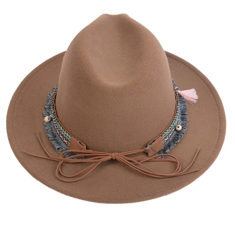 

New Spring Summer Women's Jazz Caps Bohemia Style Hats With Wide Birm Women Straw Vintage Hat Floppy Sun Beach Church Cap Gorros