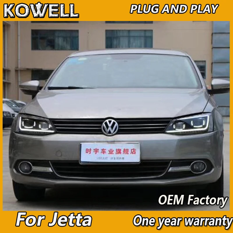 KOWELL автомобильный Стайлинг для VW JETTA MK6 2011 2012 2013- светодиодные фары DRL+ дальнего света Светодиодный светильник+ Динамический сигнал поворота