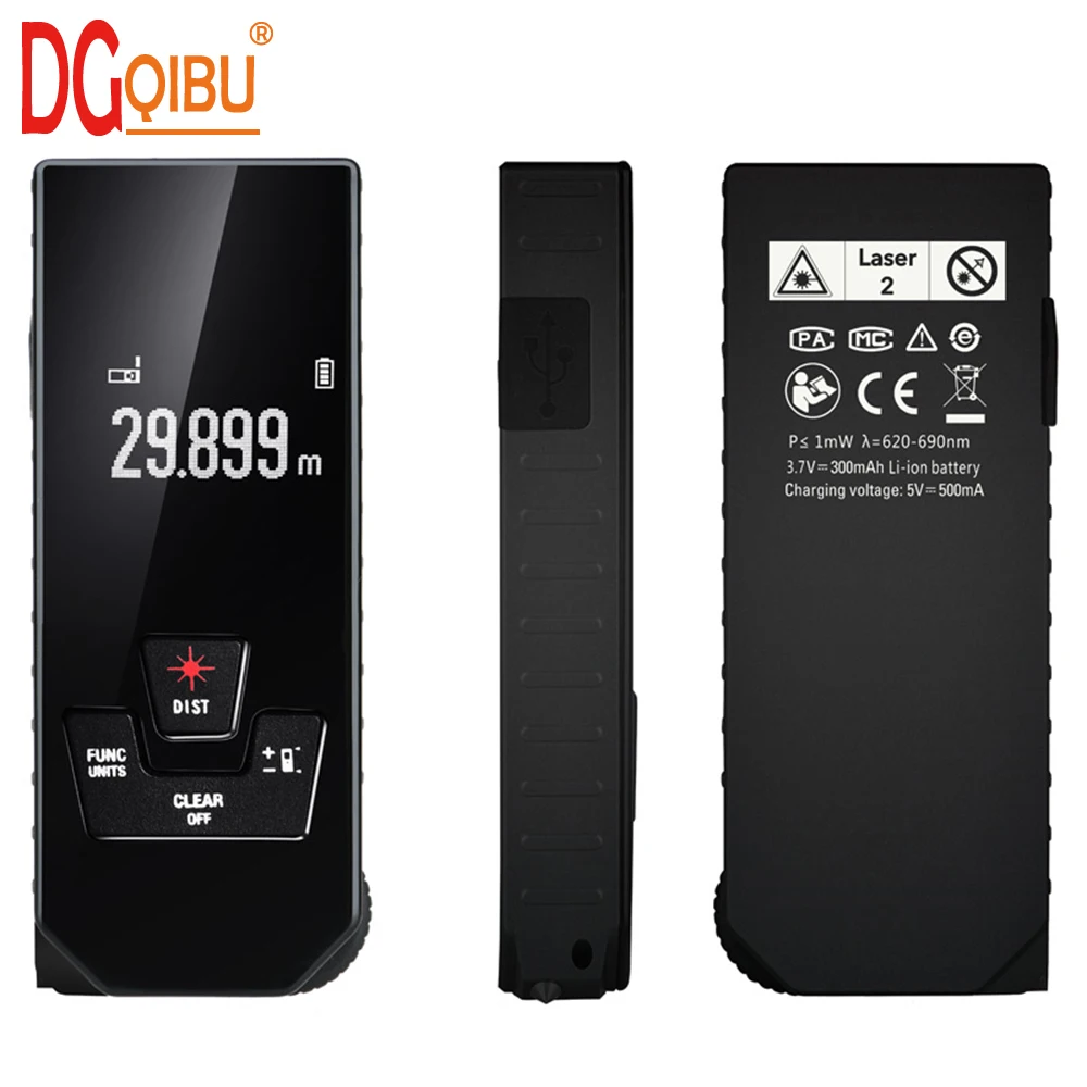 

30m Laser Digital Rangefinder wheel surface measurement rechargeable flashlight marker cone ruler Distance Measurer Meter Tools