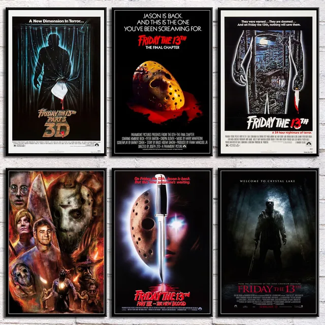 P733 Piatek 13 Jason Voorhees Klasyczny Horror Sztuka Filmowa Malowanie Jedwabiu Plakat Na Plotnie Wall Home Decor Tanie I Dobre Opinie