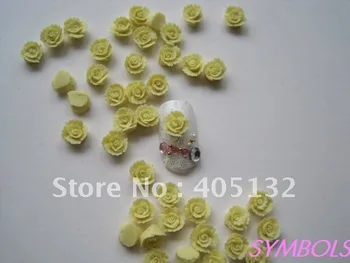 

cf-4-8 3D 200pcs/bag Handmade Ceramic Yellow Doulbe Flower Nail Art Decoration Nail art Flower Deco
