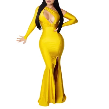 

Sexy Vintage Female Party Dress Bodycon Package Hip Vestidos Women Maxi Dress Party Dress Evening Gown Side Slit Long Dress 40