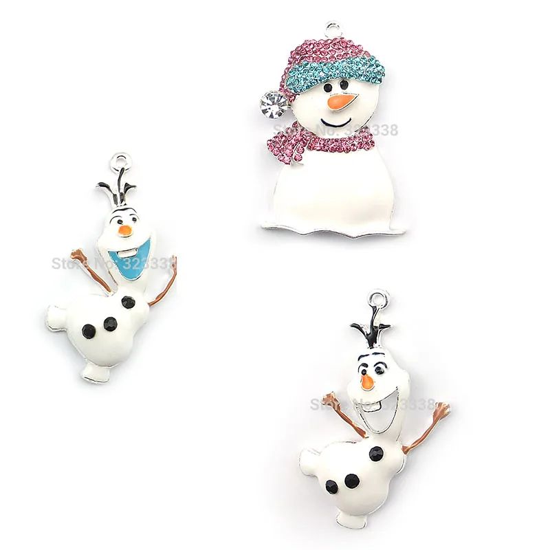 

50pcs/lot 3kinds free shipping hot sell Christmas cartoon happy snowman enamel silver plating pendant charm for party