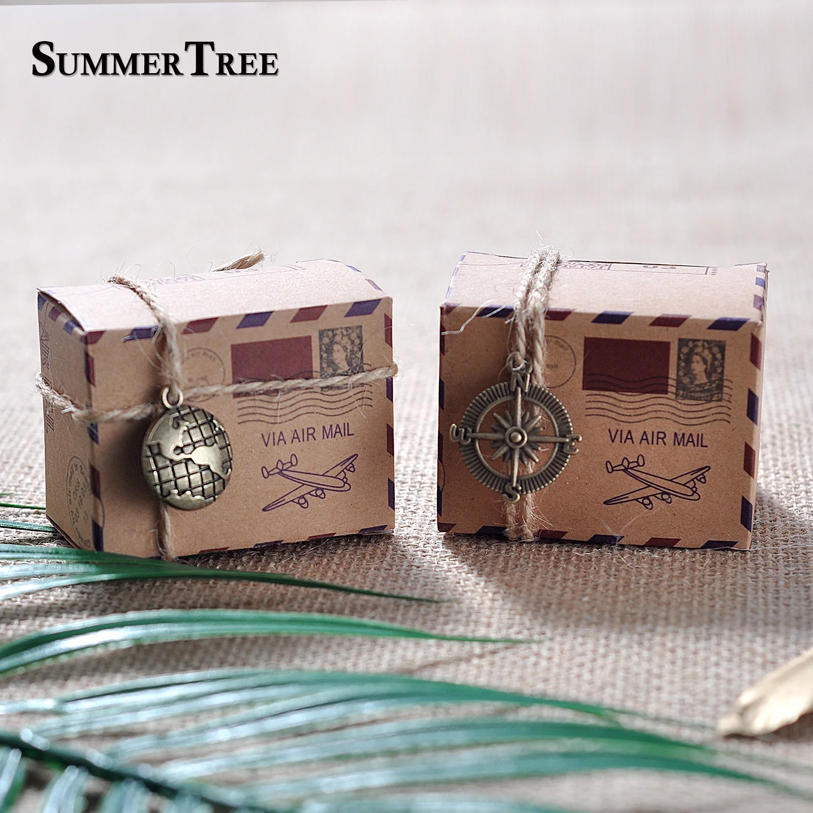 

10pcs New Stamp Design Wedding Vintage Candy Box Chocolate Packaging Kraft Gift Box Wedding Favors and Gifts Bag Party Supplies
