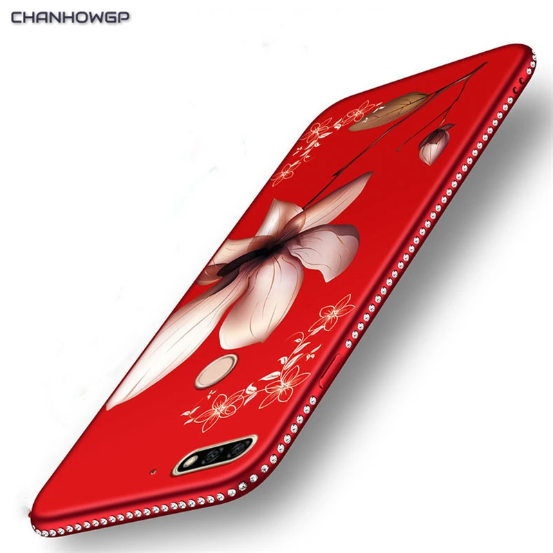 3D Рельефный цветочный мягкий чехол для Huawei Honor 7A DUA L22 Pro Блестящий Алмазный 7C AUM L41